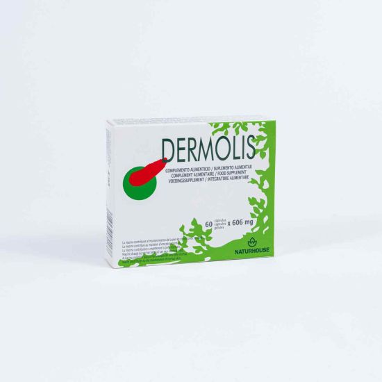 Dermolis est un complément alimentaire à base de levure de bière, d'origan et de vitamine B1, B2 et B3.